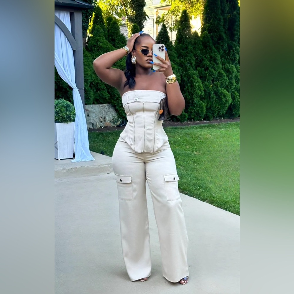 Coconut Cream Cargo Jumpsuit